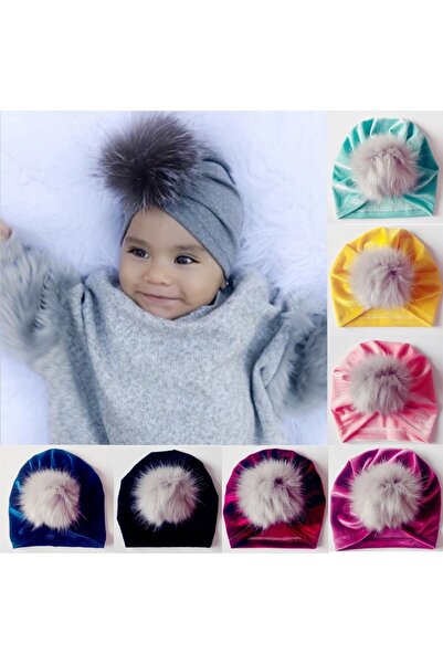 drool Turban bebelusi din catifea (Culoare: Albastru)