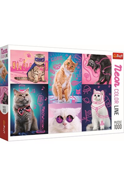 Trefl Puzzle Trefl Super pisici neon, 1000 piese