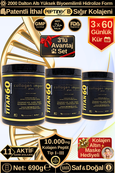 Dr.Sammy's Collagen Impact Plus Titan 60 - 3-Piece Advantage Set Type 1-3 Hyd...