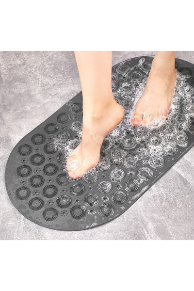 ZUZU MADE Massage Bath Math Banyo & Duş Kaydırmazı Antrasit Rengi Masajlı Model Banyo Paspası