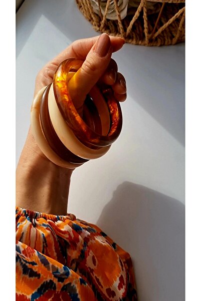 İNİTİUM Kahve Tonlu 4'lü Kemik Bilezik Seti