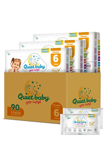 Quiet baby حفاضات مقاس 6 حتى وزن 16 كجم فأكثر، علبة توفير جامبو تحتوي على 90 ...