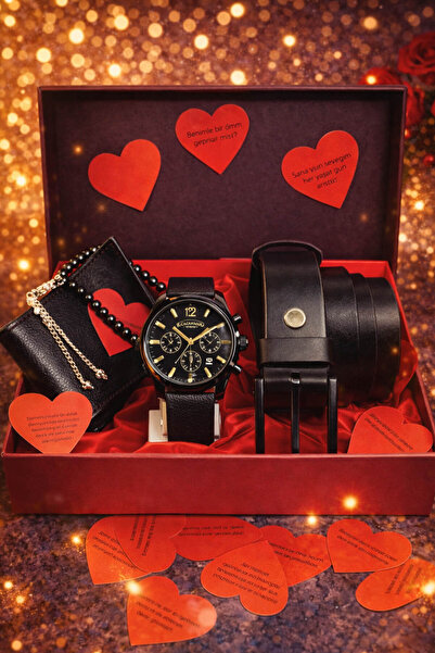 expreshediye İsim Yazılı Erkek Kemer Cüzdan Hasır Kordon Saat Seti