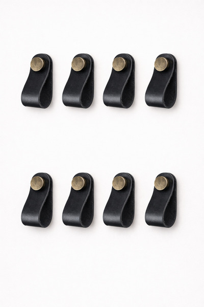 od orient design 8 Adet Siyah Deri Kulp Çekmece Kulp Dolap Kulp