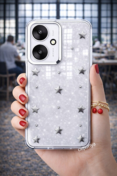 Ceponya غطاء حماية شفاف لامع لهاتف Poco C65 مع تصميم الوسادة الهوائية