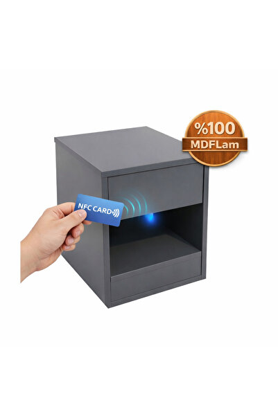 Mobx NFC Kilitli Gizli Bölmeli Komodin ve Yan Sehpa Gri – Güvenli Ve Şık Depo...