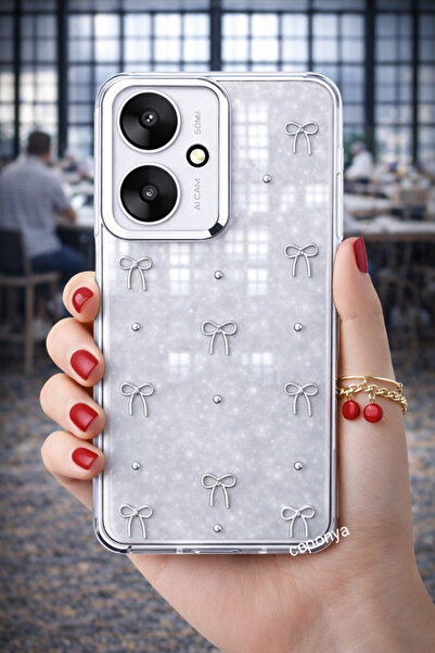 Ceponya غطاء حماية شفاف لامع لهاتف Poco C65 مع تصميم الوسادة الهوائية