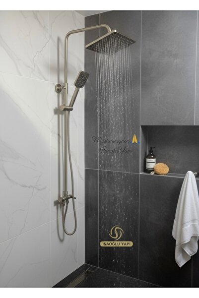 İSAOĞLU YAPI Mat Gold Duş Sistemi Mat Gold Tepe Yağmurlama Armatür Dahil Komp...