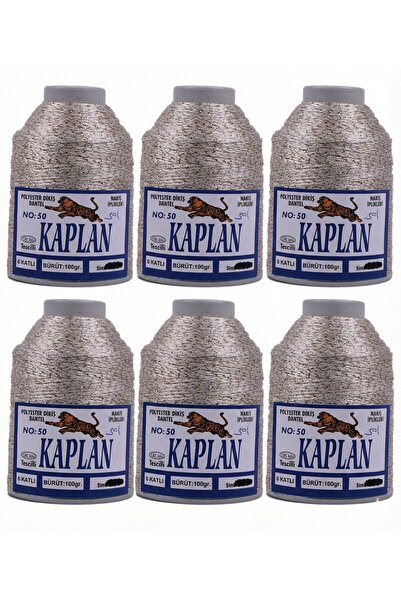 Kaplan 100 Gr.Kaplan Sarı Simli İp - 6 Adet