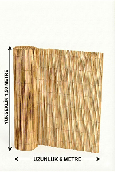 My Family Hasır Çit Bambu Görünümlü Balkon Çiti 150x600 cm - Misina Dokuma Ba...
