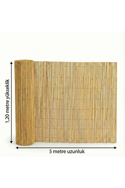 My Family Hasır Bambu Çit - 1.20 x 5 Metre - Misina Dokuma Balkon ve Bahçe Çi...