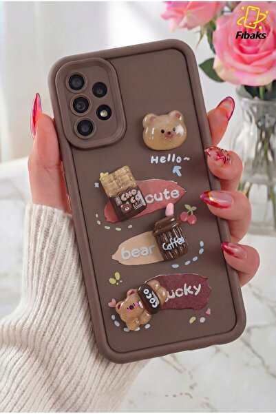 Fibaks حافظة جالاكسي A23 مصممة بنمط تيدي بير مع حماية للكاميرا، مصنوعة من الس...