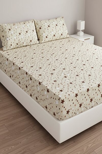 Gasel Home طقم ملاءة مطاطية مزدوجة بنمط نجمة من القماش القطني