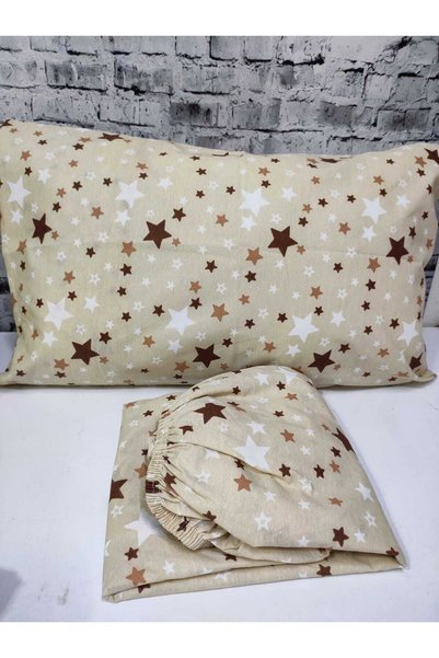 Gasel Home Pamuklu Kumaş Yıldız Desen Çift Kişilik Lastikli Çarşaf Takımı