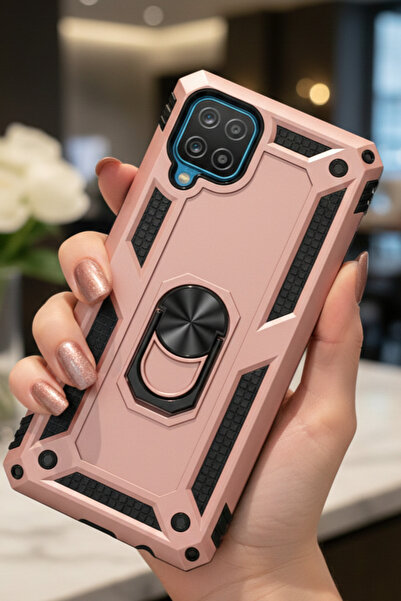 TechTrove Samsung Galaxy M22 Kılıf Yüzüklü Stand Olabilen Magnetic Tpu Tank K...