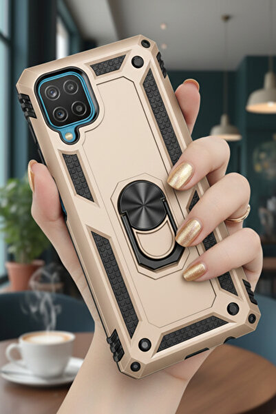 TechTrove Samsung Galaxy M22 Kılıf Yüzüklü Stand Olabilen Magnetic Tpu Tank K...
