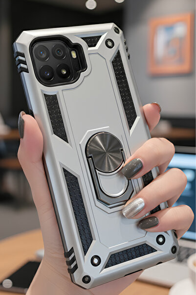 TechTrove Oppo Reno 4 Lite Kılıf Yüzüklü Stand Olabilen Magnetic Tpu Tank Kapak