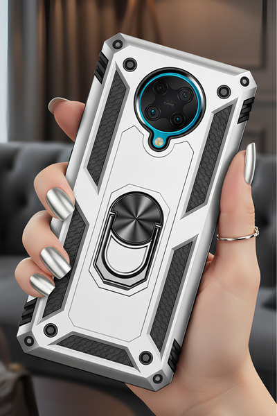 TechTrove Xiaomi Poco F2 Pro Kılıf Yüzüklü Stand Olabilen Magnetic Tpu Tank K...