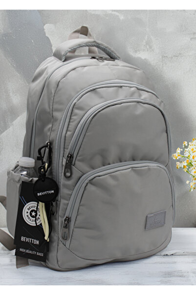 Bevitton 34600 Geantă de școală din material textil impermeabil, unisex, gri