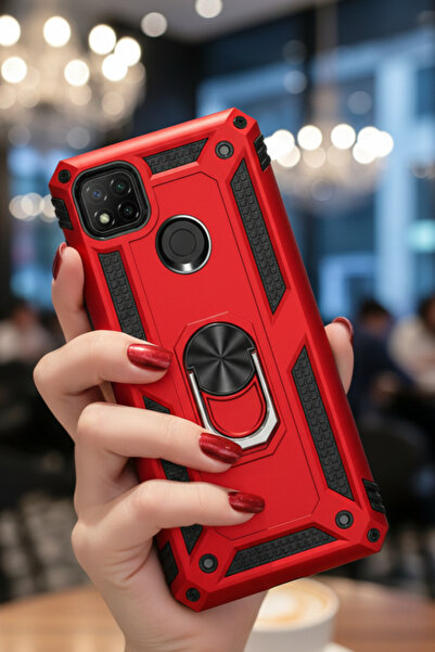 TechTrove Xiaomi Redmi 9C Kılıf Yüzüklü Stand Olabilen Magnetic Tpu Tank Kapak