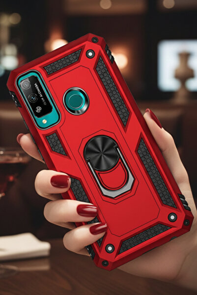TechTrove Huawei P40 Lite E Kılıf Yüzüklü Stand Olabilen Magnetic Tpu Tank Kapak