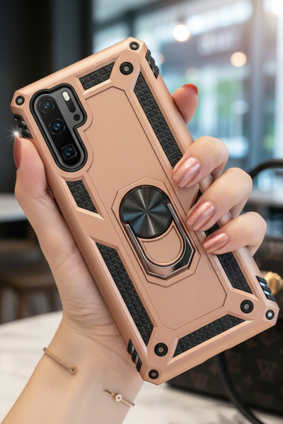 TechTrove Huawei P30 Pro Kılıf Yüzüklü Stand Olabilen Magnetic Tpu Tank Kapak