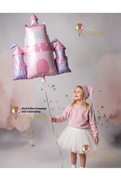 LOTUS PARTY Pink Castle Foil Balloon - Princess Themed Birthday Castle Balloo...