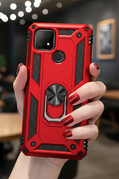 TechTrove Oppo A15S Kılıf Yüzüklü Stand Olabilen Magnetic Tpu Tank Kapak