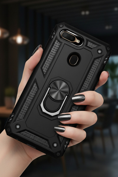 TechTrove Oppo A5S Kılıf Yüzüklü Stand Olabilen Magnetic Tpu Tank Kapak