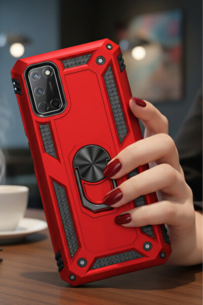 TechTrove Oppo A72 Kılıf Yüzüklü Stand Olabilen Magnetic Tpu Tank Kapak