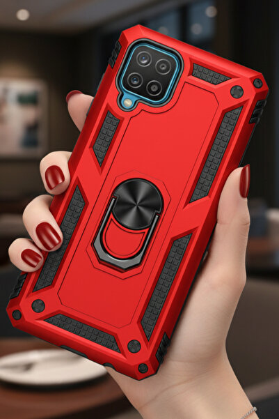 TechTrove Samsung Galaxy M12 Kılıf Yüzüklü Stand Olabilen Magnetic Tpu Tank K...