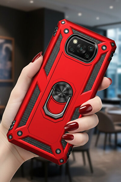 TechTrove Xiaomi Poco X3 Kılıf Yüzüklü Stand Olabilen Magnetic Tpu Tank Kapak