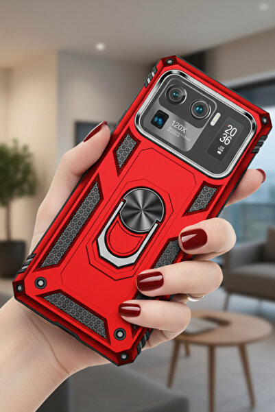 TechTrove Xiaomi Mi 11 Ultra Kılıf Yüzüklü Stand Olabilen Magnetic Tpu Tank K...