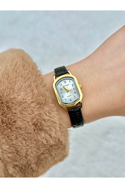 QUARTZ Retro Yuvarlak Minimal Vintage Gold Hasır Kordon Kadın Kol Saati