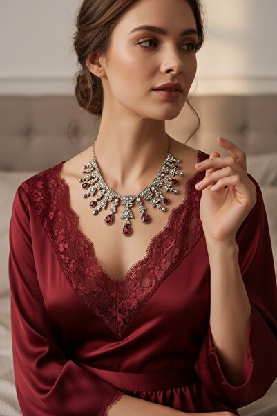 FAYRA ACCESSORIES Zirkon Taşlı Su Damlası Nişan Kına Düğün Gerdanlık