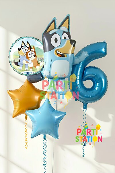 Parti Station Bluey Temalı 6 Yaş Folyo Balon Seti – Rakam Balonlu Doğum Günü ...