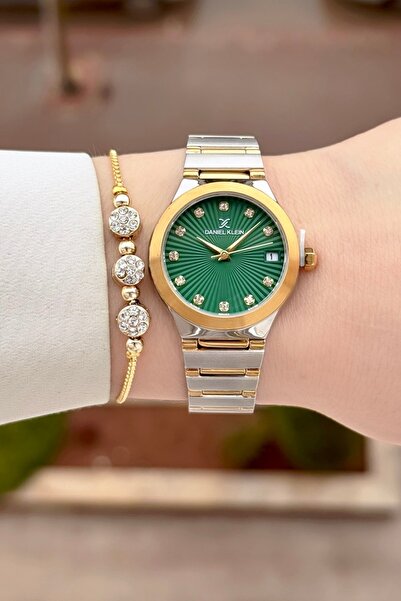 Daniel Klein Kadranı Yeşil Kordonu Sarı Silver Renk 24 Ay Garantili 30 Mm Kad...