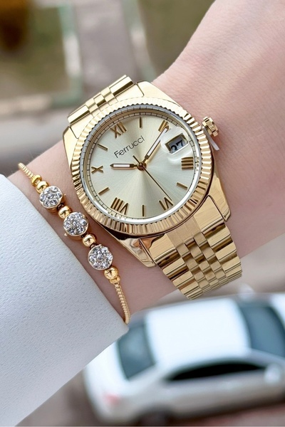 Ferrucci Gold Color Women's Wristwatch and Bracelet