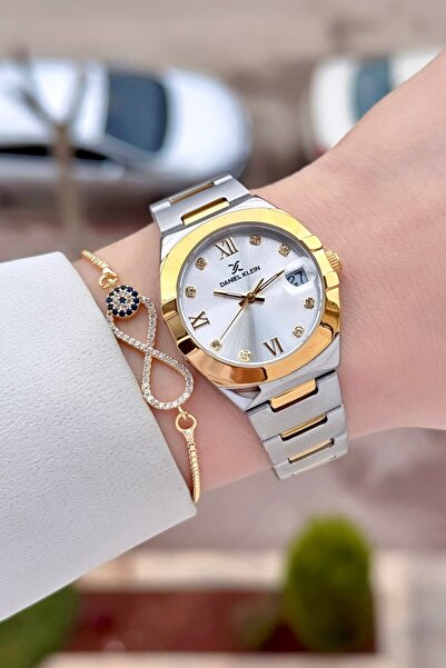 Daniel Klein 30 mm Women's Watch and Bracelet with Gold Gray Color Adjustable...