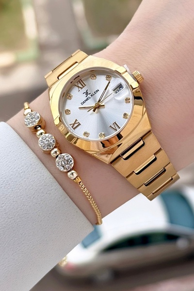 Daniel Klein ساعة يد نسائية وسوار ذهبي اللون 30 ملم