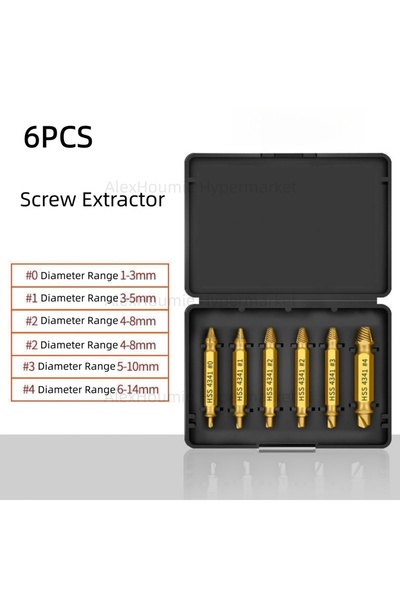 Choice مجموعة رؤوس مثقاب ذهبية مكونة من 6 قطع لإزالة البراغي التالفة والمكسورة