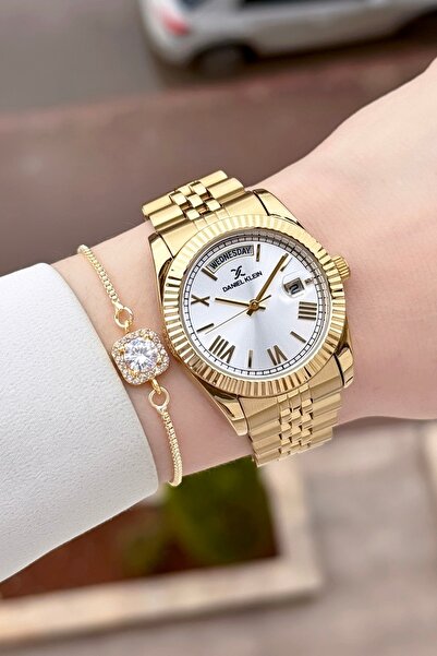 Daniel Klein 36 mm Women's Wristwatch and Bracelet with Gold Color Adjustable...