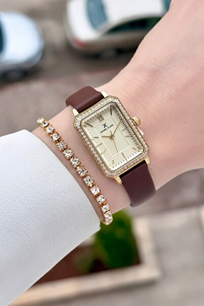 Daniel Klein Kasaza Gold Cord Brown Color Adjustable Cord Women's Wristwatch ...