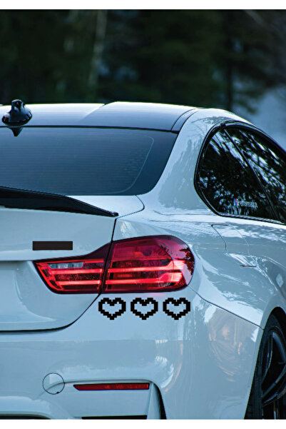 Yalıgraf Reklam Tabela Pixel Kalp Oto Sticker 3'lü Set - Motor Kask Sticker