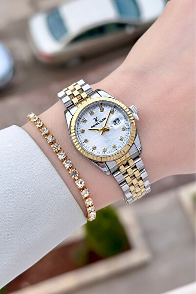 Daniel Klein Gold Gray Color Adjustable Cord 28 mm Women's Wrist Watch and Br...