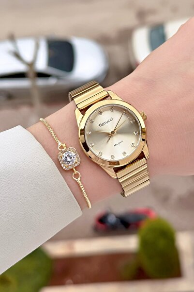 Ferrucci Gold Color Adjustable Women's Bracelet and Bracelet