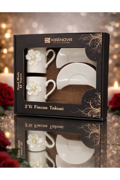 KirLiNova Porcelain Flower Detailed Coffee Cup Set of 2