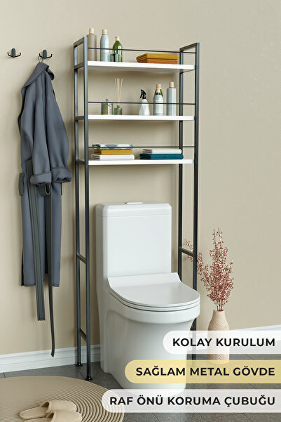 Hediyeler Kapında Klozet Üstü Banyo Düzenleyici Raf Kolay Kurulum ve Bariyerl...