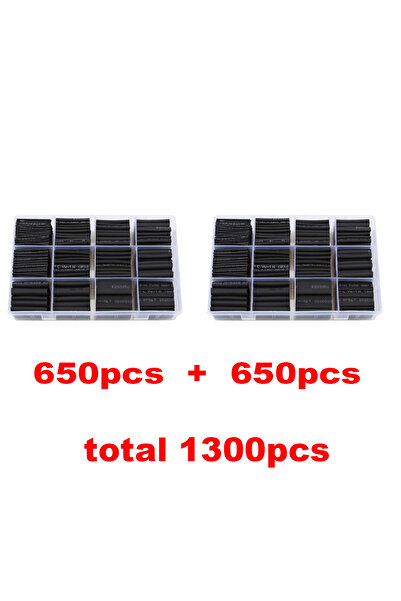 Choice 1300 قطعة مع علبة، 1300 قطعة من أنابيب الانكماش الحراري السوداء، أنابي...