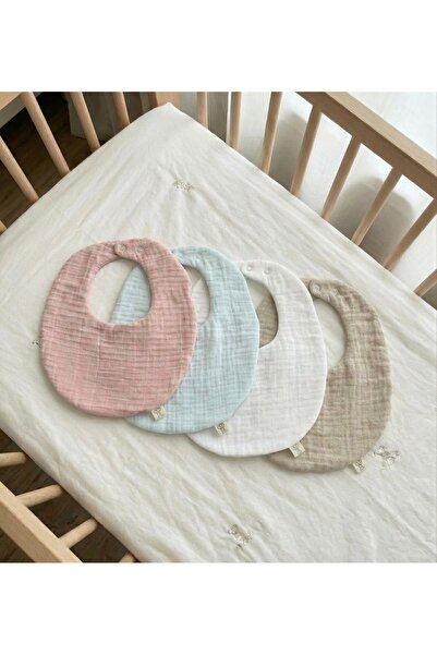 Oval 4pcs100% Cotton 8 Ply Muslin Baby Bib / Collar / Saliva Bib
